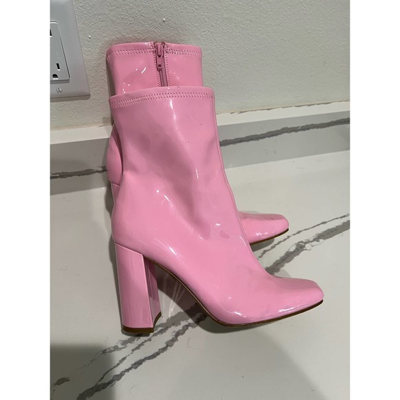 Steve Madden Lynden Pink Patent Booties Go Go Boots Size 8‎ - Picture 2 of 7